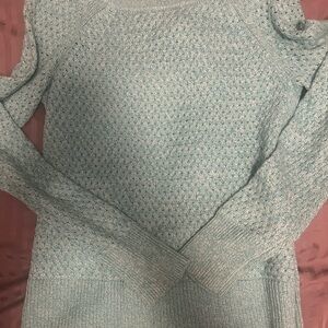 American Eagle Outfitters Teal Off-the-Shoulder Sweater